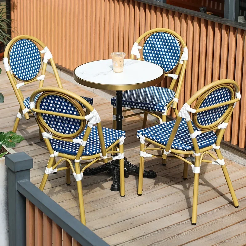 

Outdoor tables and chairs retro combination outdoor furniture balcony waterproof sunscreen rattan dining chair