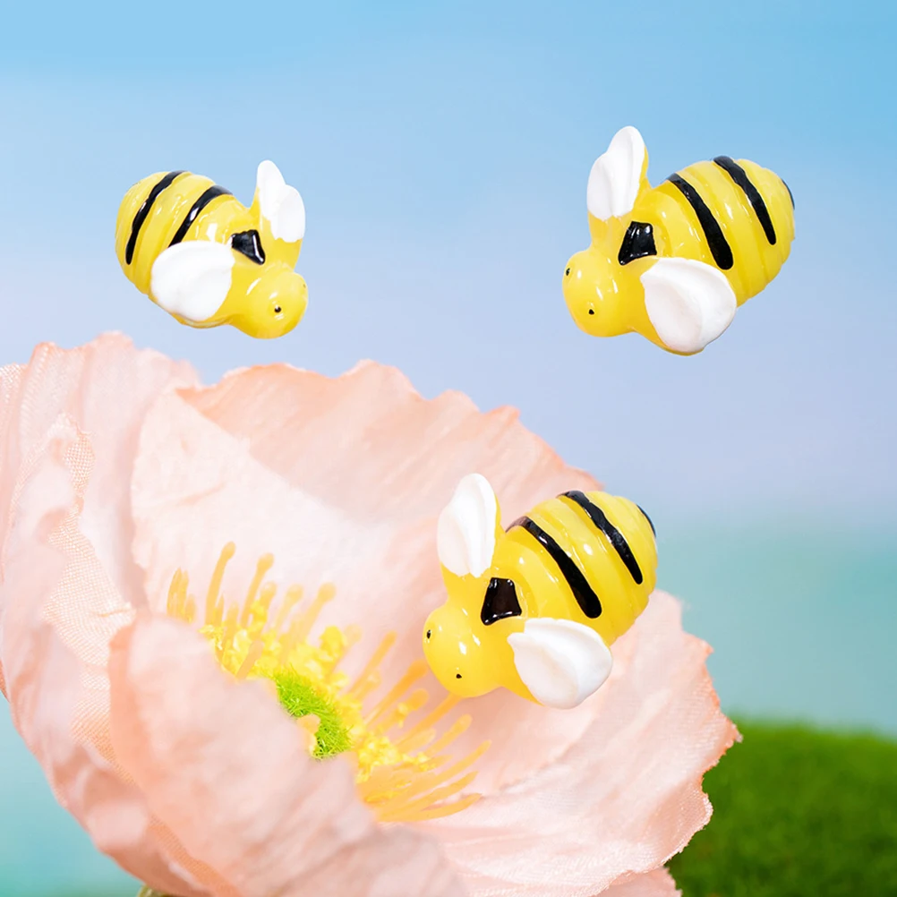 

20pcs Micro Resin Bees Dollhouse Animal Tiny Bees For Garden Micro Landscaping Party Decoration Miniature Garden Terrarium Decor