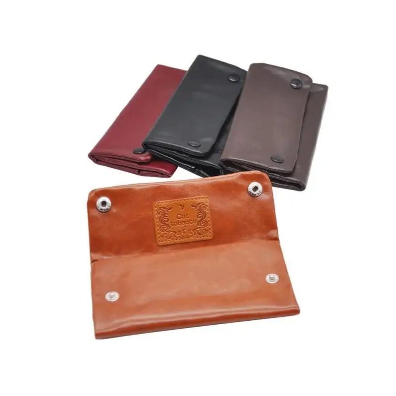 PU Leather Tobacco Pouch Bag Case Portable Cigarette Rolling Paper Pipe Case Tobacco Long Section Wallet Bag Tobacco Storage Bag