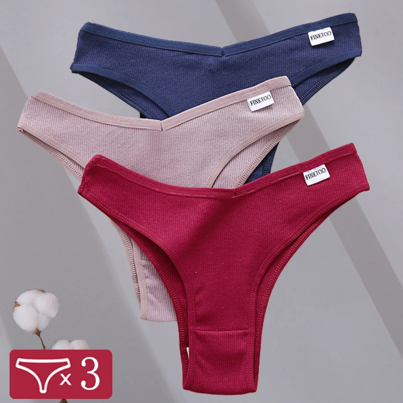 

3Pcs/Set V Waist Women Cotton Panties Sexy Low Rise T-Back Underwear Ladies M-XL Solid Color Bikini Panty Girl Intimate Lingerie