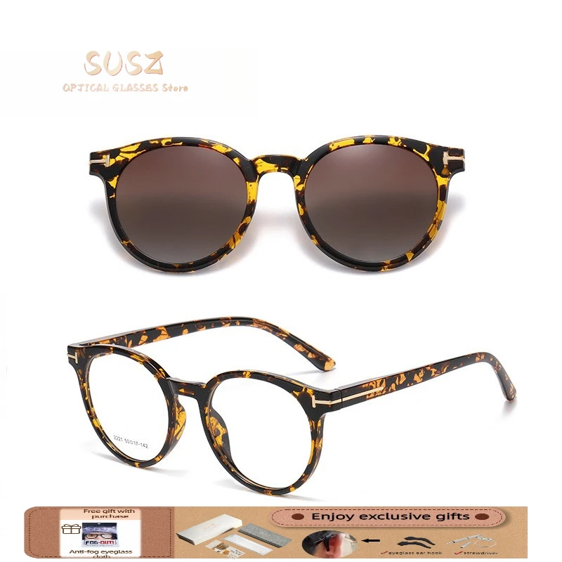 SUSZ Ultralight Round Magnet Clip  Polarized Sunglasses Women Optical Anti Blue Ray Myopia Progressive Prescription Eyeglasses