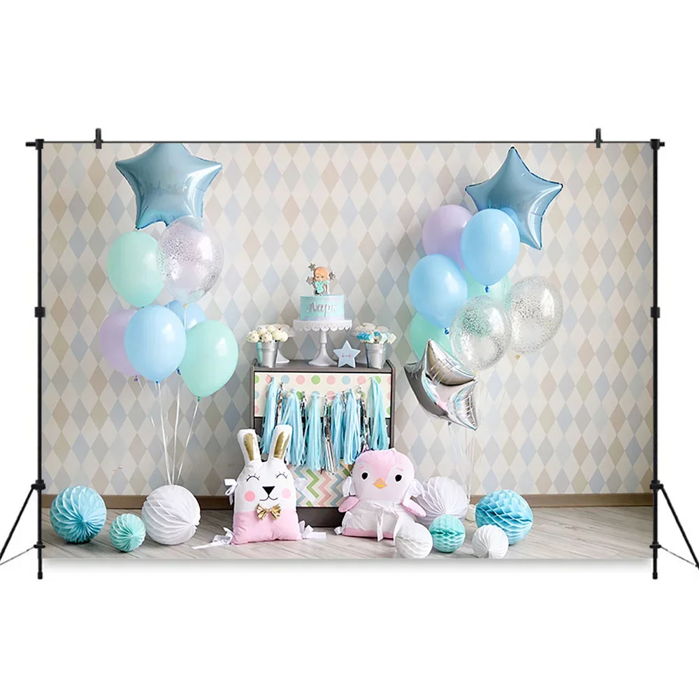 Fondo de fotografía de pastel de 1er cumpleaños, globos para bebé, fondo de fiesta para recién nacido, fondo de pastel para sesión fotográfica de cumpleaños para niña y niño