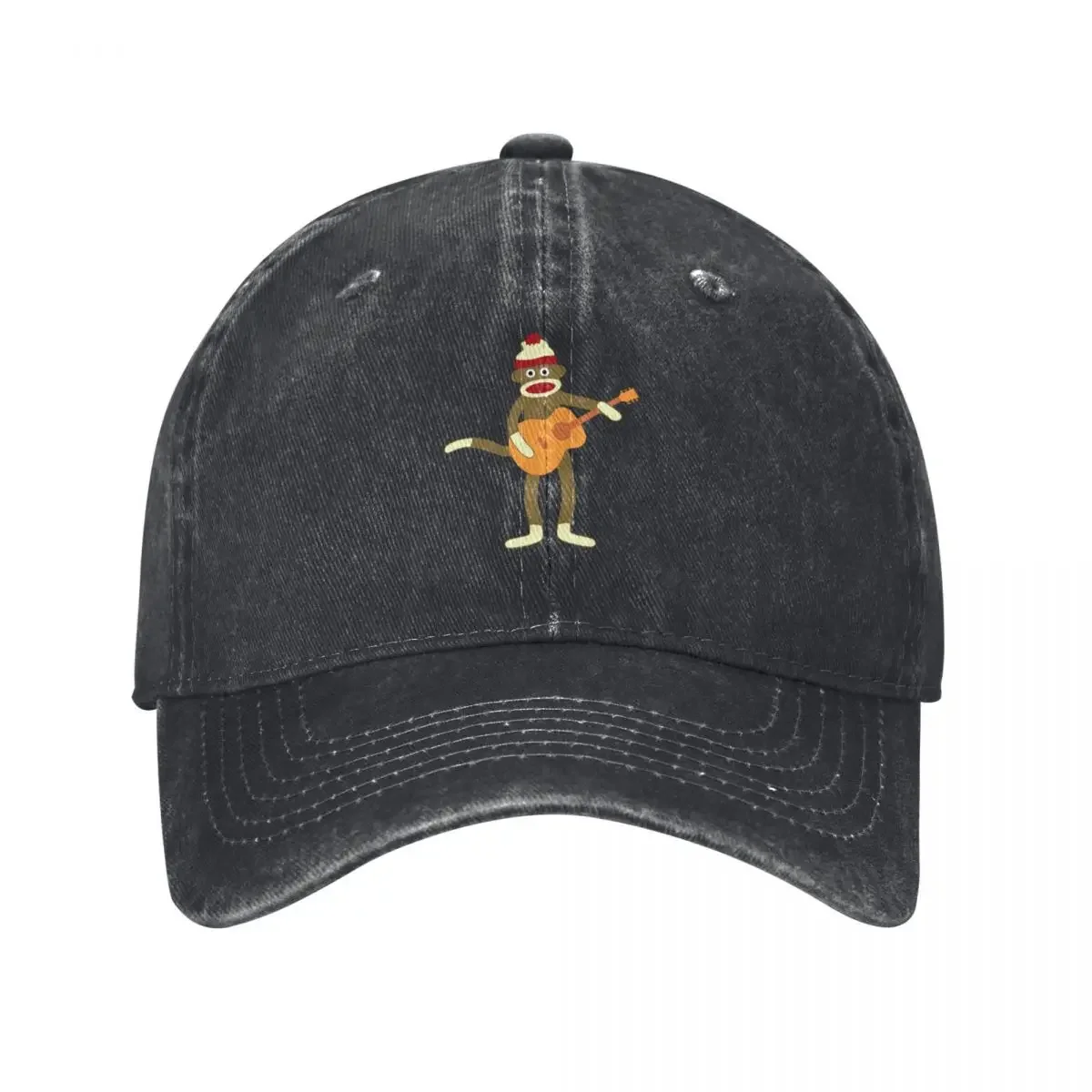 Sock Monkey Acoustic Guitar Classic T-Shirt Baseball Cap Golf Wear Luxury Cap Boy Child Women's