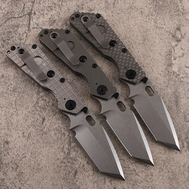 

Medium D2 steel outdoor stacked titanium alloy folding knife camping survival fishing tool EDC small knife