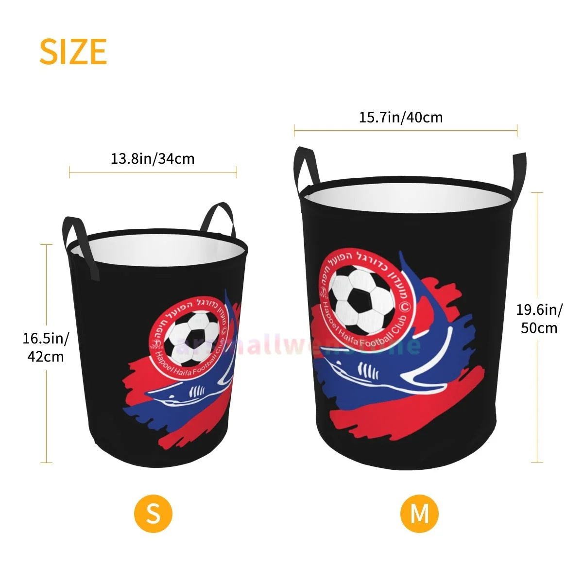 Hapoel Haifa FC Printed Round Laundry Hamper Storage Basket Toys Clothes Organizer Bin for Home Bathroom Bedroom Dorm Nursery