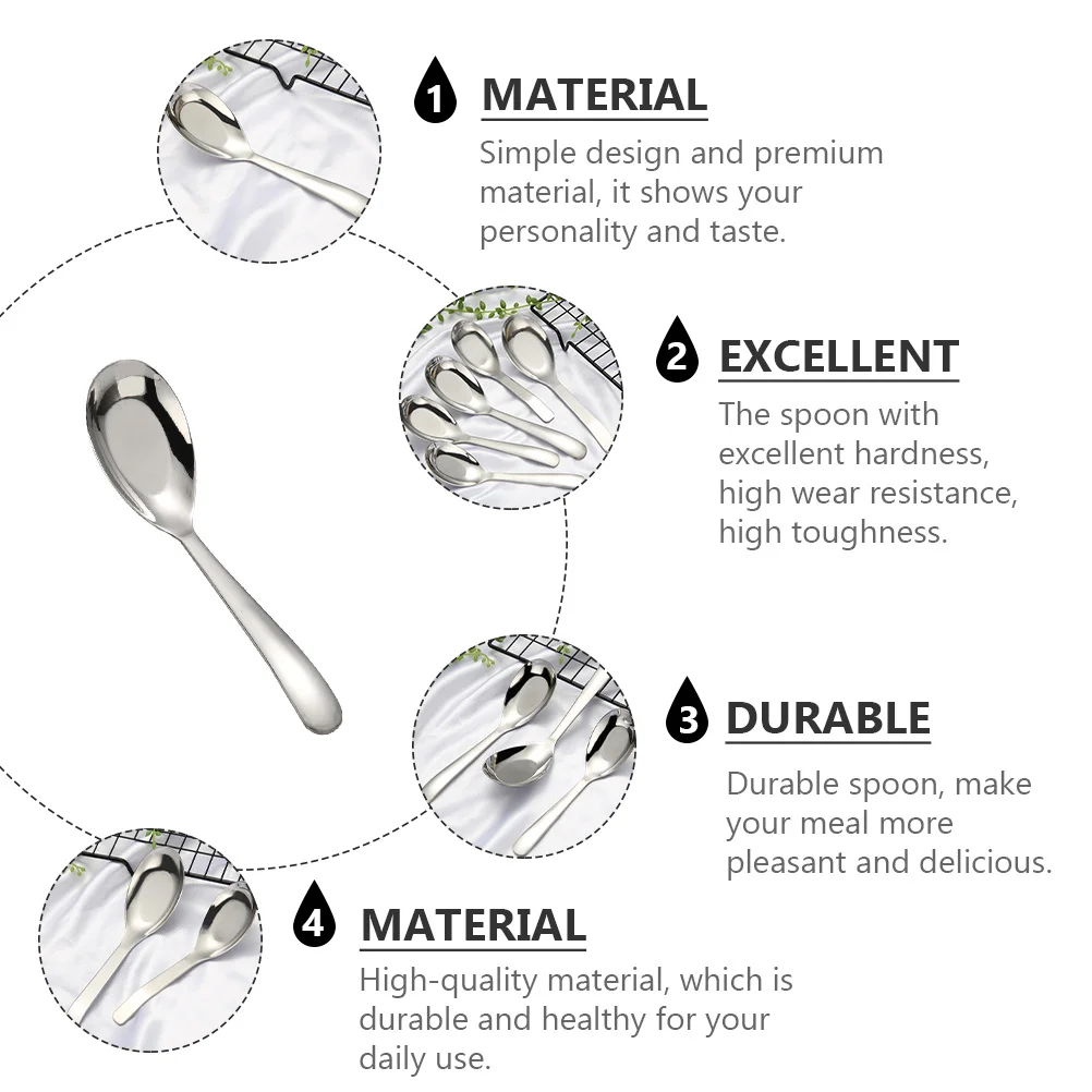 

4Pcs Stainless Steel Spoon Premium Material Kitchen Cutlery High Wear Resistance Elegant Design Stainless Steel Spoon