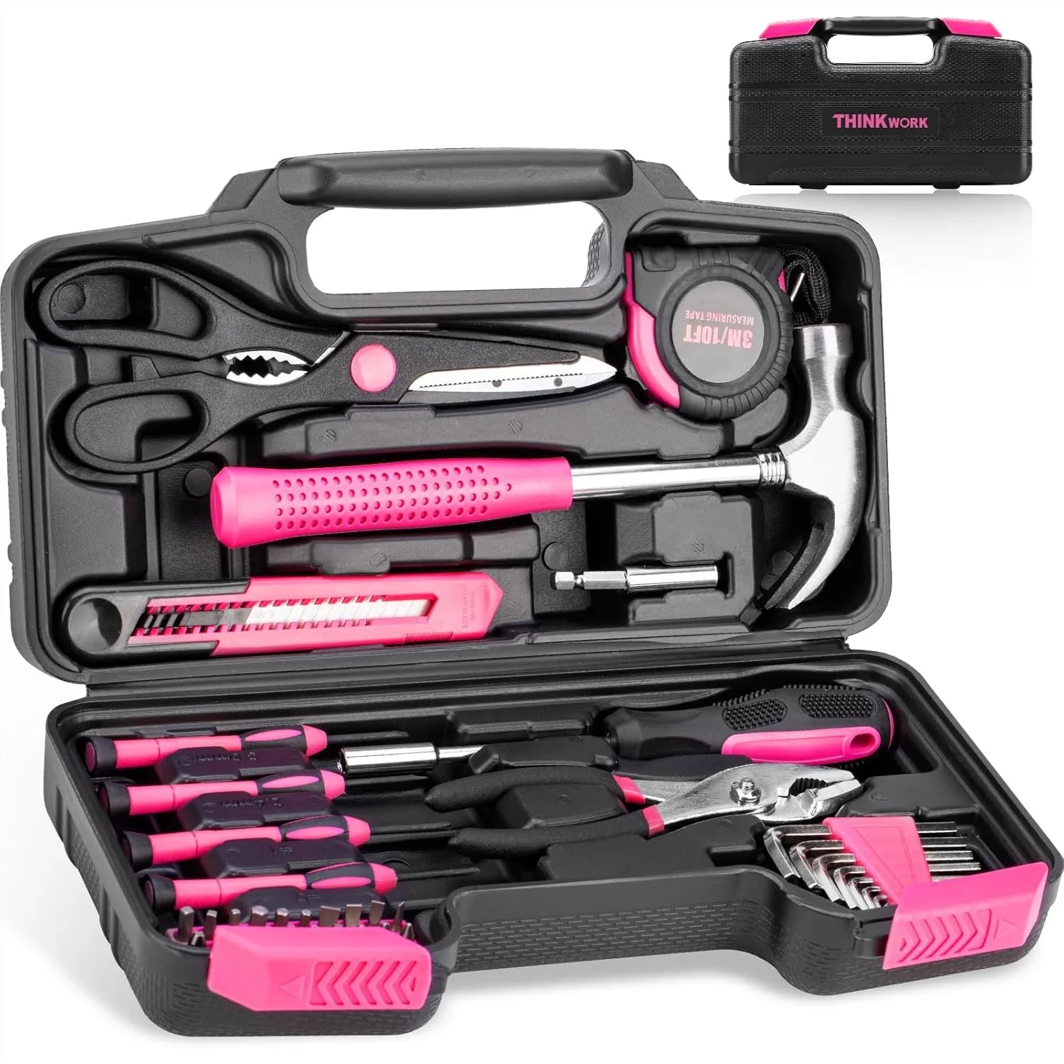

40 Piece Pink Tool Set for Women - Household Hand Tool Kit with Storage Box for DIY Home Office Garage