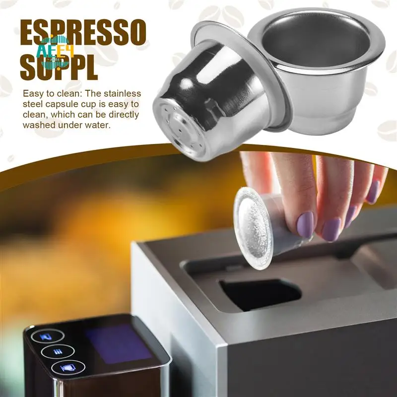 

AEE4-4Pcs For Nespresso Stainless Steel Refillable Coffee Capsule Coffee Filter Reusable Coffee Pod Reusable Cafe Machine DIY