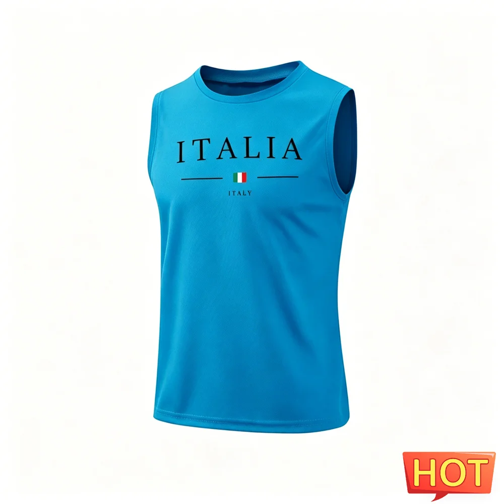 GYM Graphic Men's sleeveless T-shirt Plus Size Men Clothing Quick-drying O-neck men's t-shirts and tank tops Breathable Man vest