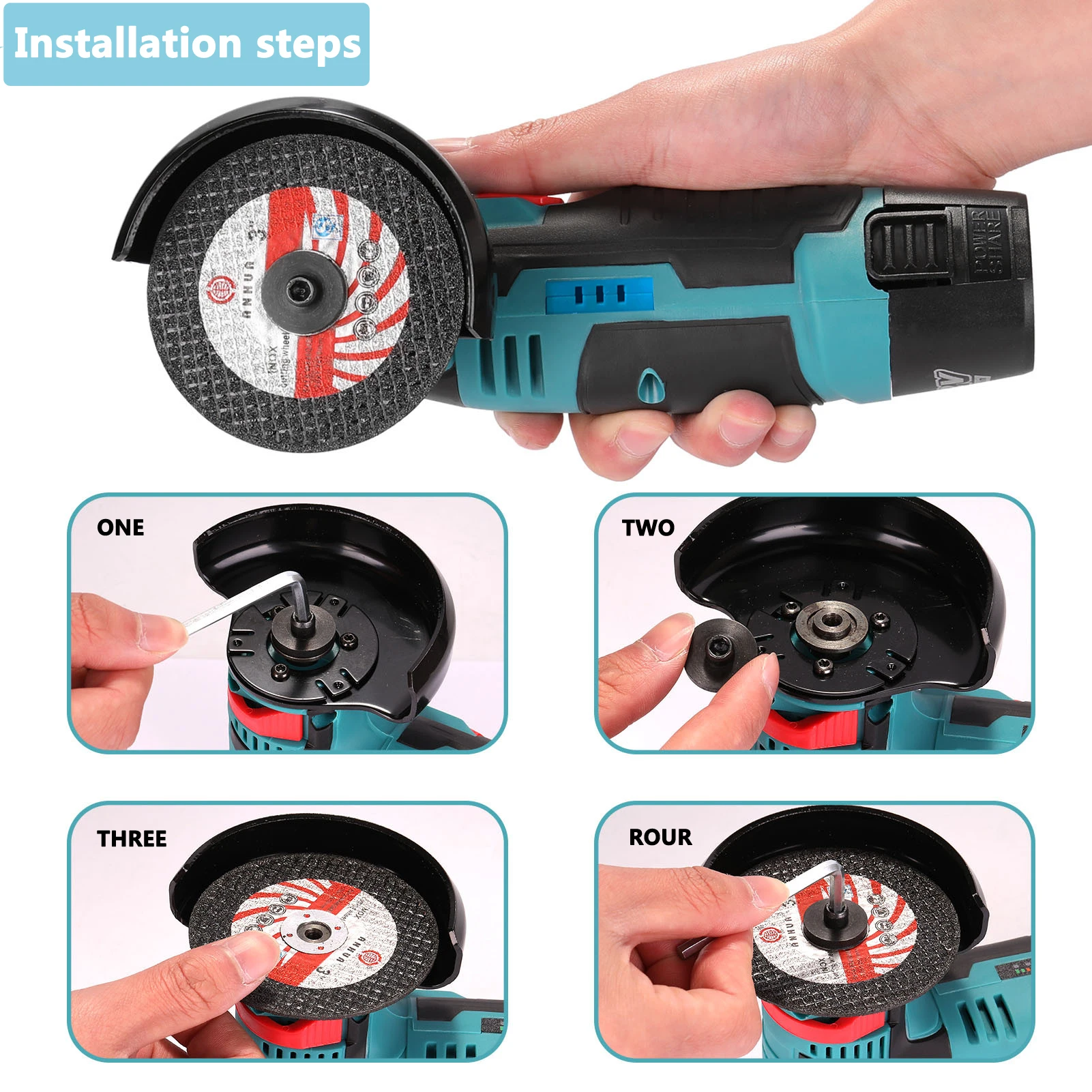 12V Brushless Angle Grinder 2PCS Lithium Battery 500W 19500Rpm Cordless Mini Polishing Machine Diamond Cutting