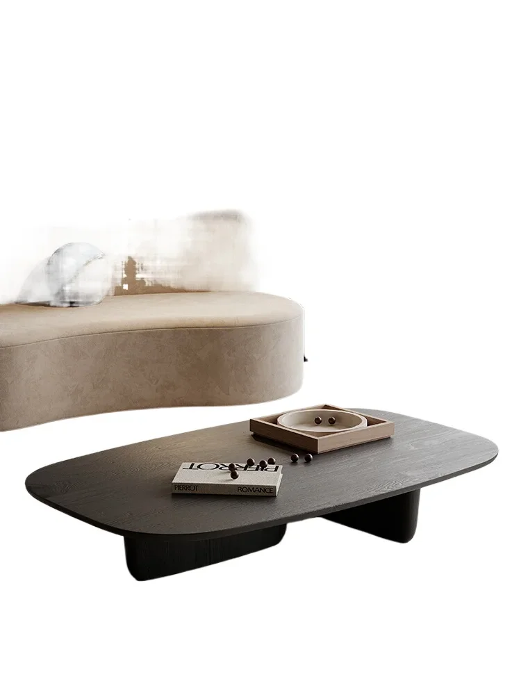 wabi-sabi black solid wood coffee table square simple designer homestay model room minimalist personality short-footed tea table