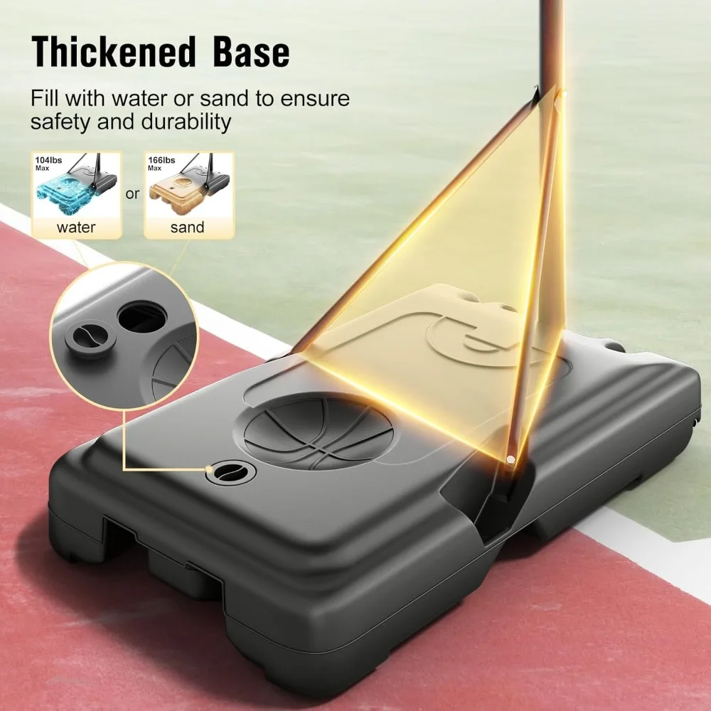 طوق كرة سلة محمول بطول 10 أقدام للأطفال والشباب والكبار مع لوحة خلفية مقاس 44 بوصة - هدف محكمة متين وقابل للتعديل