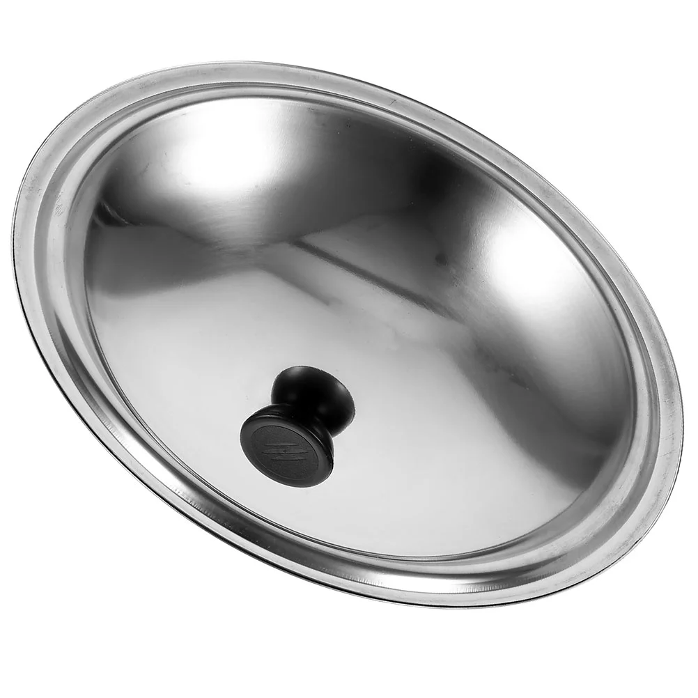 Deep Frying Pan Pot Cover Stainless Steel Lid Skillet Lids Universal Cooking Utensils Kitchen Accessory Silver