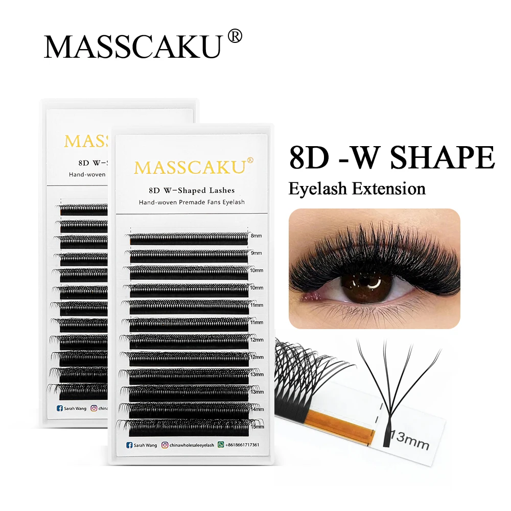 

MASSCAKU lashes 8D W Shape Volume 12Rows Eyelash Extensions Easy Fan Wholesale High Quality False Eyelashes Ready lash Supplies