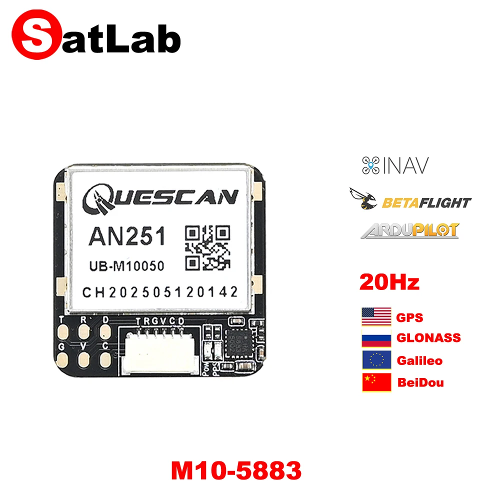 

GPS-модуль QUESCAN 25 мм, 20 Гц M10 с компасом, набор микросхем UBX-M10050-KB, модуль ГЛОНАСС BeiDou Galileo, автономный GNSS-приемник