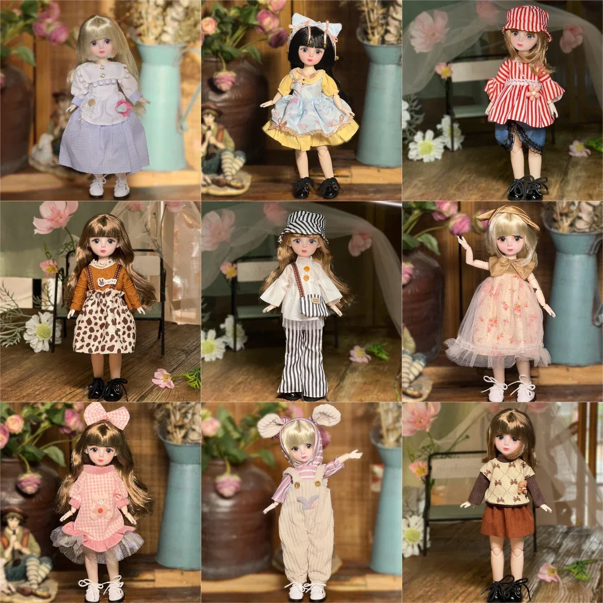 1/6 Anime BJD Doll 30cm Girls Dress Up Regalo di compleanno Giocattoli con vestiti 23 Giunti Corpo mobile Principessa Accessori per bambole complete