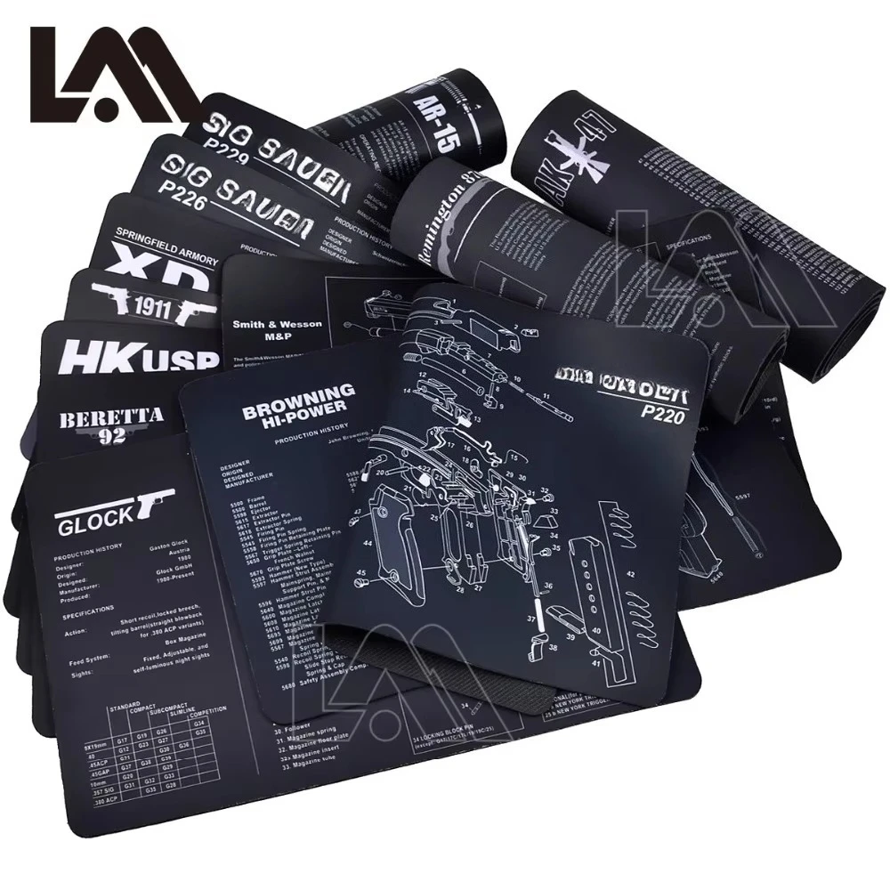 AR15 AK47 Gun Cleaning Rubber Mat Mouse Pad for Pistol GEN5 Glock 17 19 1911 Beretta 92 P320 CZ 75 CZ SHADOW 2 HK USP accesories