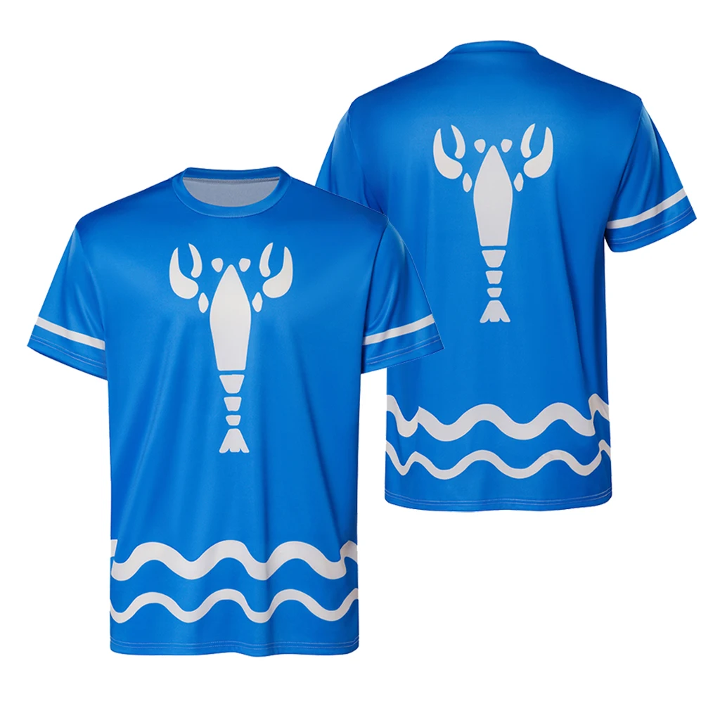 Unisex Lobster Blue T-shirts Game Island Lobster T-shirts Costume Fashion Blue Ocean Lobster Print Shirts Casual Tops