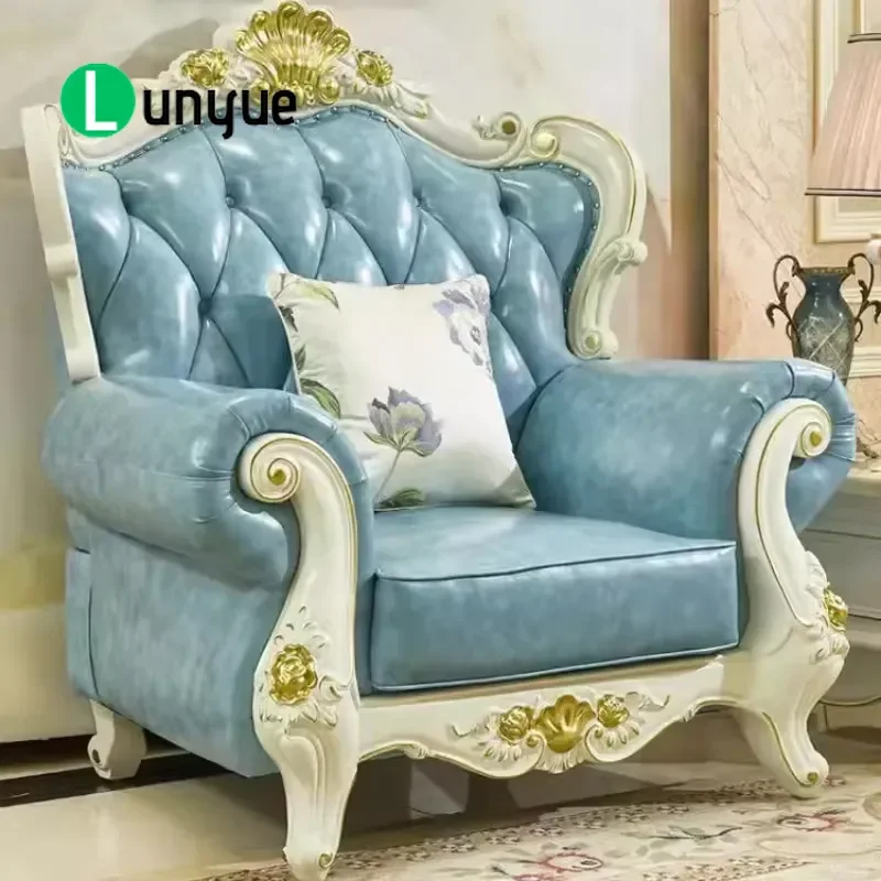 For Genuine Leather Sofa Set European Royal Style Luxury Living Room Furniture Unique Design Home Hotel Decor Comfortable