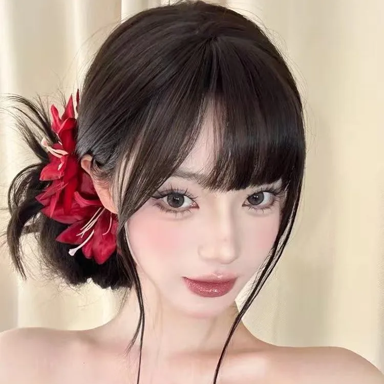 

Women's New Hair Clips Super Ethereal Atmosphere Red Rose Flower Hair Clip Vacation Style Seaside Hair Clip Sexy Red Rose Clips