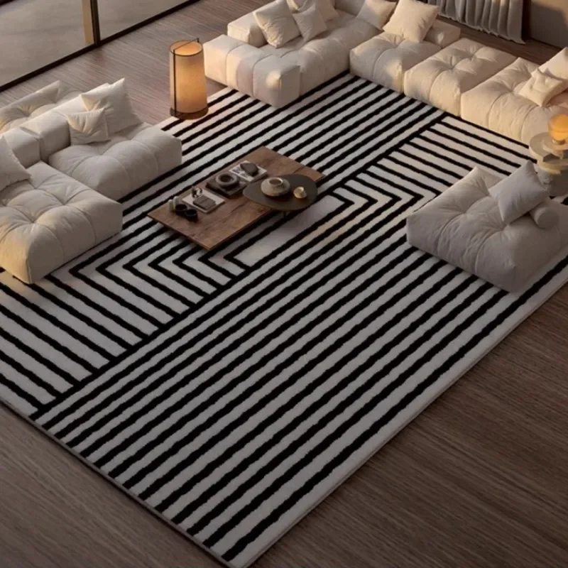 

French Simple Modern Area Rug for Living Room & Bedroom – Light Luxury Floor Mat, Anti-Slip Coffee Table Carpet