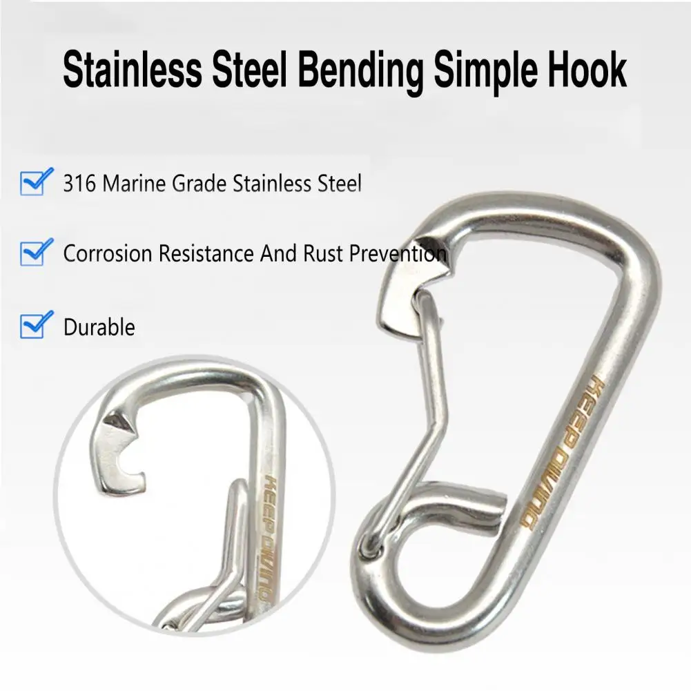 Durable Diving Buckle Accurate Rebound Bending Hook Simple to Use Wear-resistant Diving Carabiner Buckle  Multipurpose