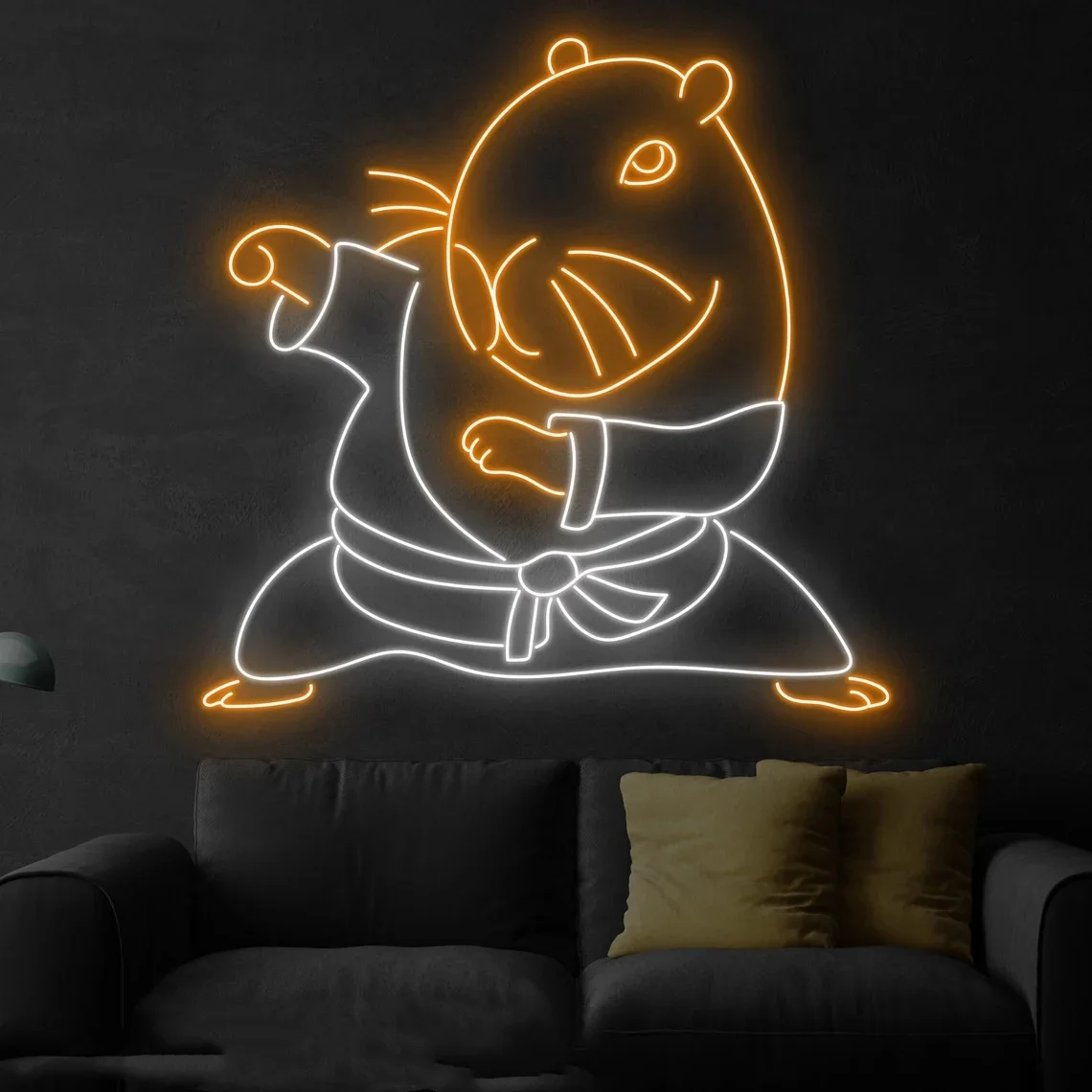 Kung Fu Guinea Pig Neon Sign Custom Neon Sign  Wall Decor Neon Sign Kungfu Neon Sign