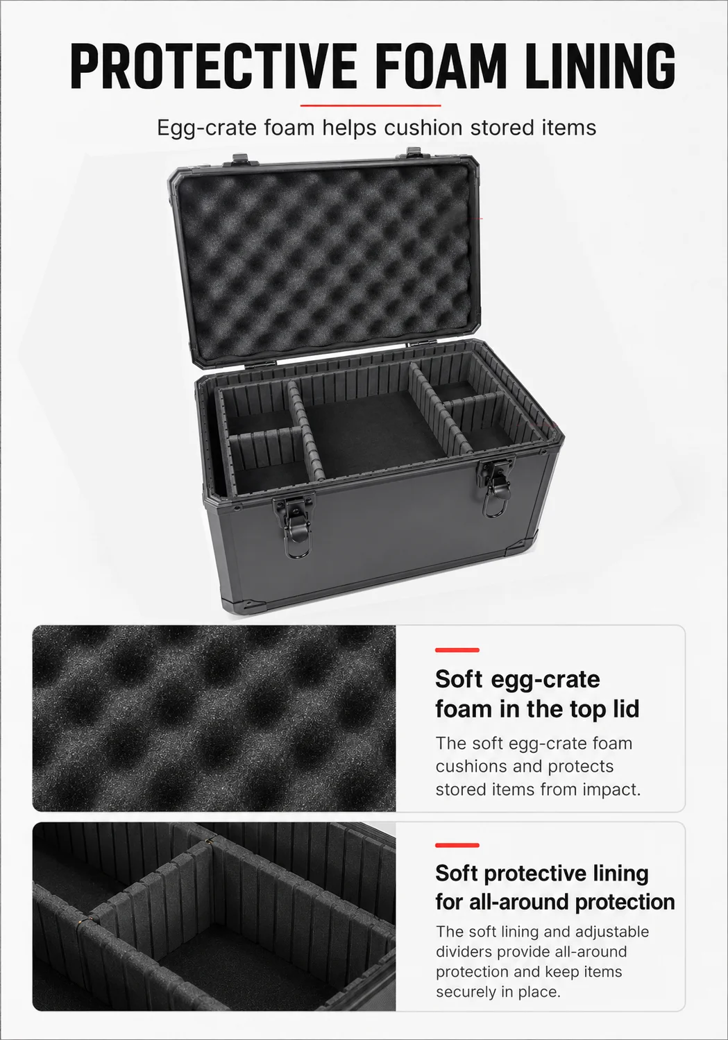 KUNAISI Schwarzer Aluminium-Werkzeugkoffer Abschließbare Aufbewahrungsbox Großraum-Organizer für Auto-Folierung PPF Tönungswerkzeuge Zubehör – Detail 4