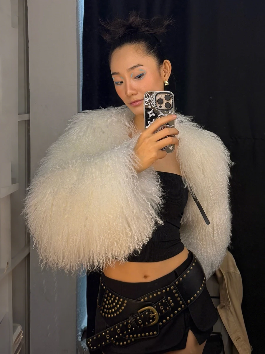 

Warm Furry Queen Sle Women's Jaet Autumn Winter Lightweight Polyester ell Button Design Versatile ort Top Casual Faion