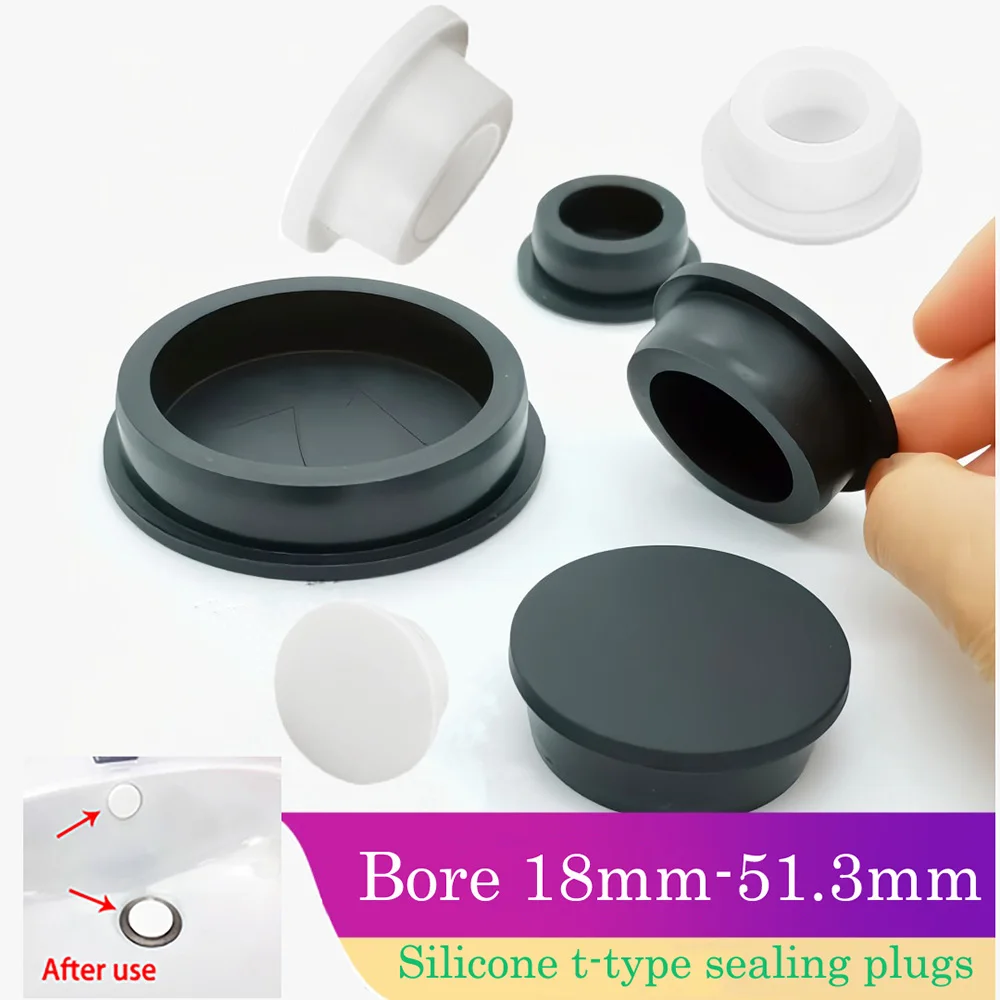 2/4pcs 18-51.3mm Silicone Rubber Round T Type High Temperature Resistant Hole Plug Seal Blanking End Caps Dustproof Plugs Hollow