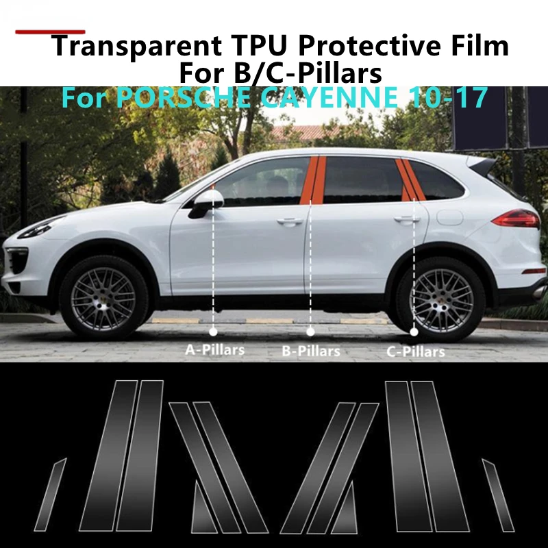 

For PORSCHE CAYENNE 10-17 B/C-Pillars Transparent TPU Protective Film Anti-scratch Repair Film Accessories Refit