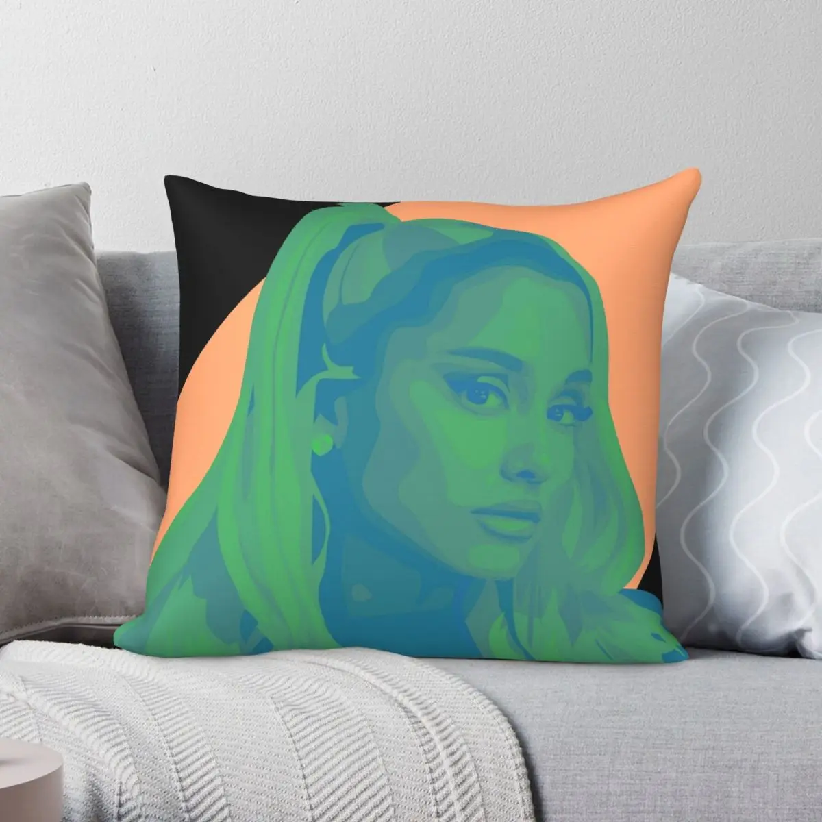 Ariana Green Blue Square Pillowcase Polyester Linen Velvet Pattern Zip Decor Throw Pillow Case Sofa Cushion Cover