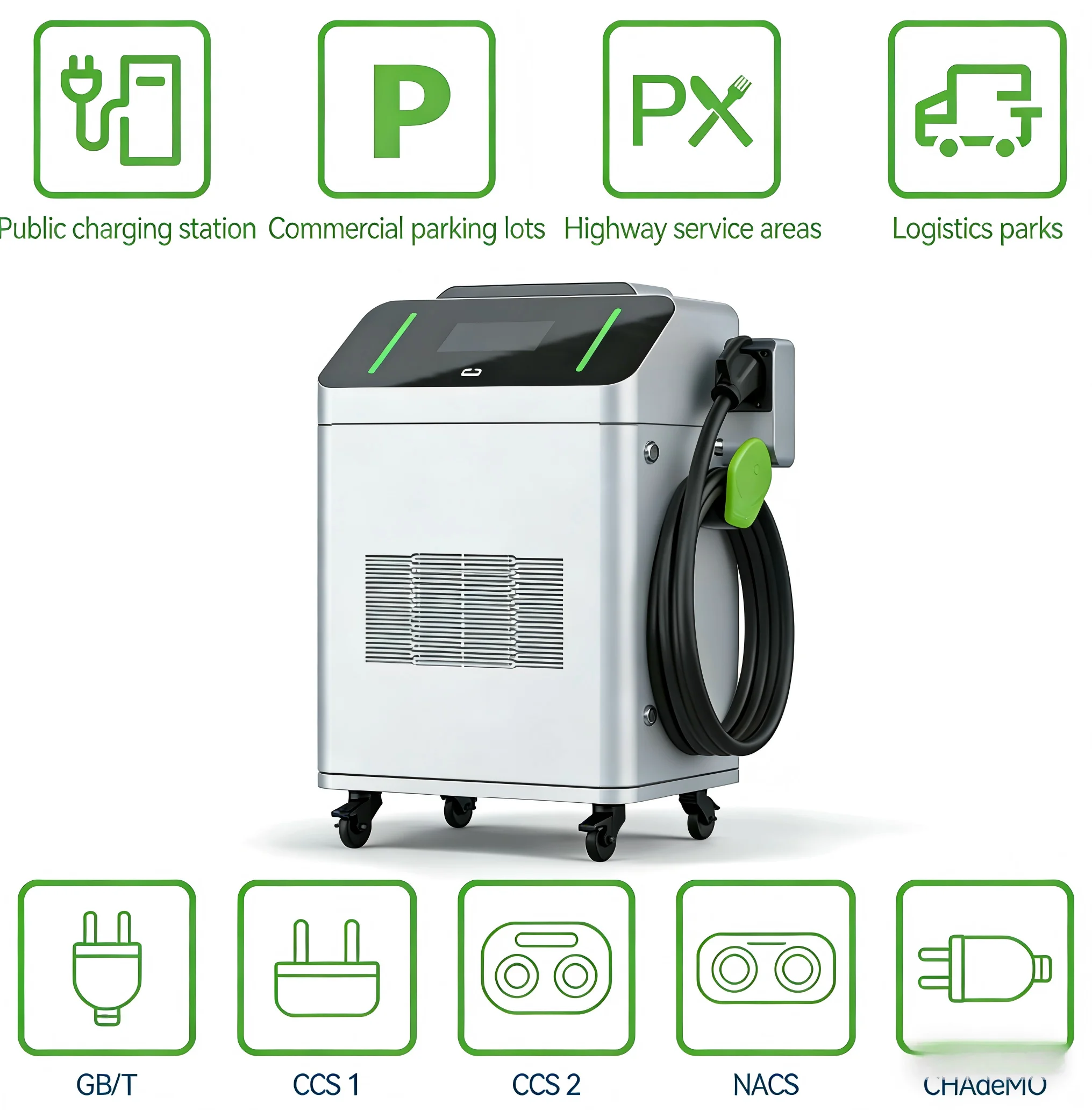 CCS1 30kW Portable EV Charger Mobile DC Fast Charging Station for Electric Vehicles