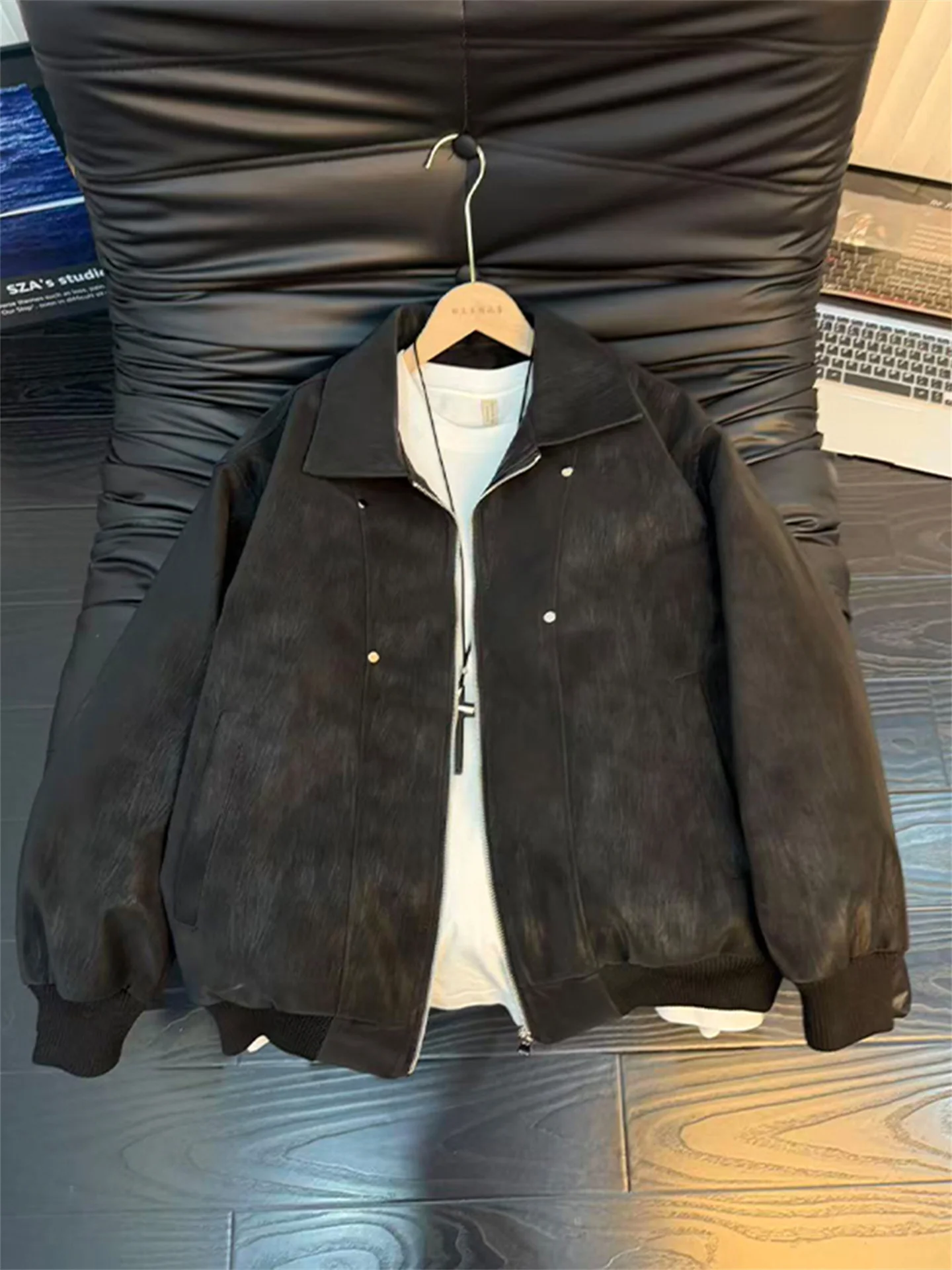 

Bla Rivet из искусственной кожи Jaet Thiened, зимнее пальто, мужское хлопковое бейсбольное пальто с вышивкой для мотоцикла, подходит для Long Sve