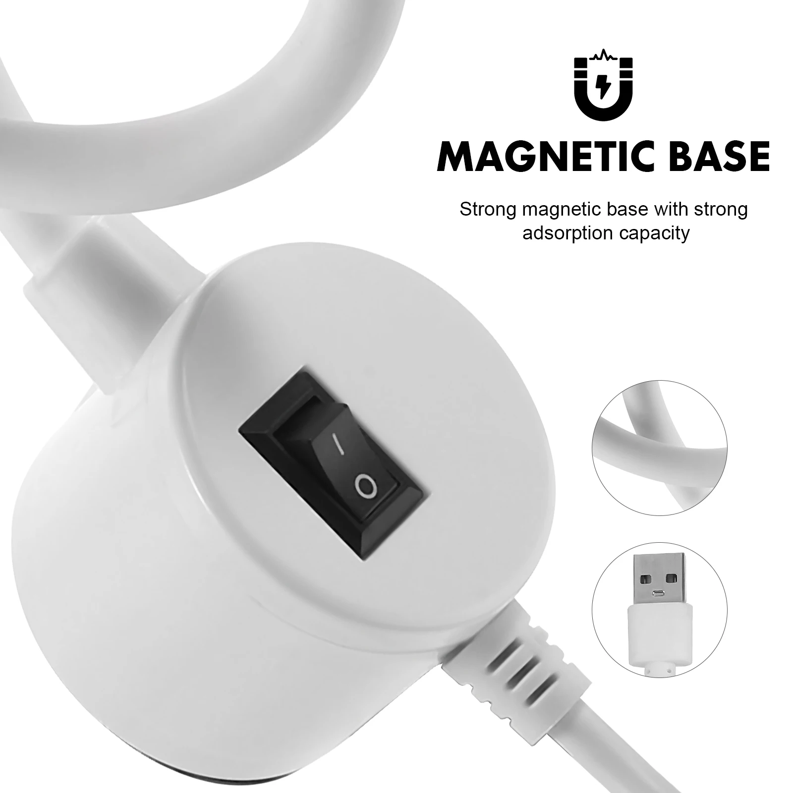 2Pcs Sewing Machine Light White COB LED 6W Magnetic Base Flexible Neck Workbench Lamp for Craft Small Led Work Light