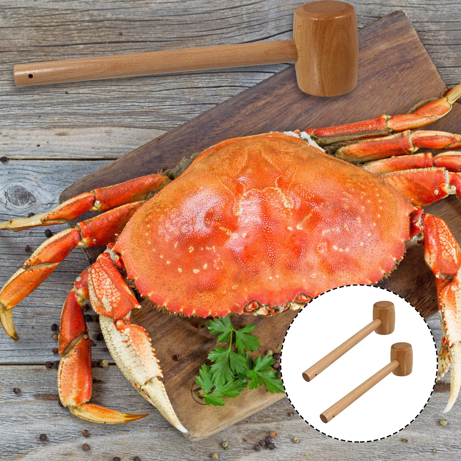 

2Pcs Meat Tenderizer Wooden Hammer for Seafood Cake Making Oyster Crackers Kitchen Bar Accessories