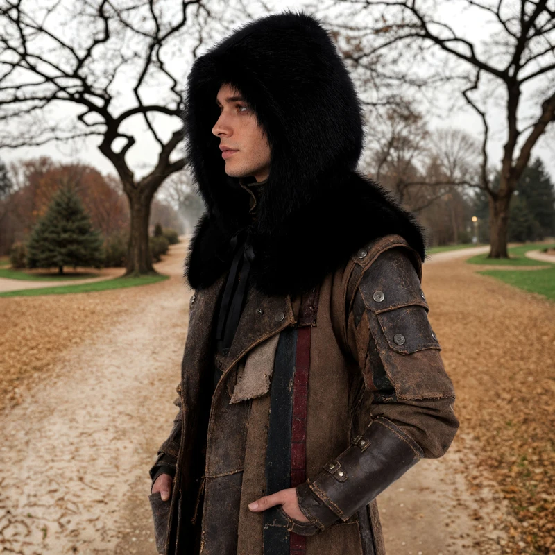 Men Women Medieval Hooded Cloak Viking Knight King Warrior Faux Fur Shawl Scarf Winter Renaissance Halloween Cosplay Costume