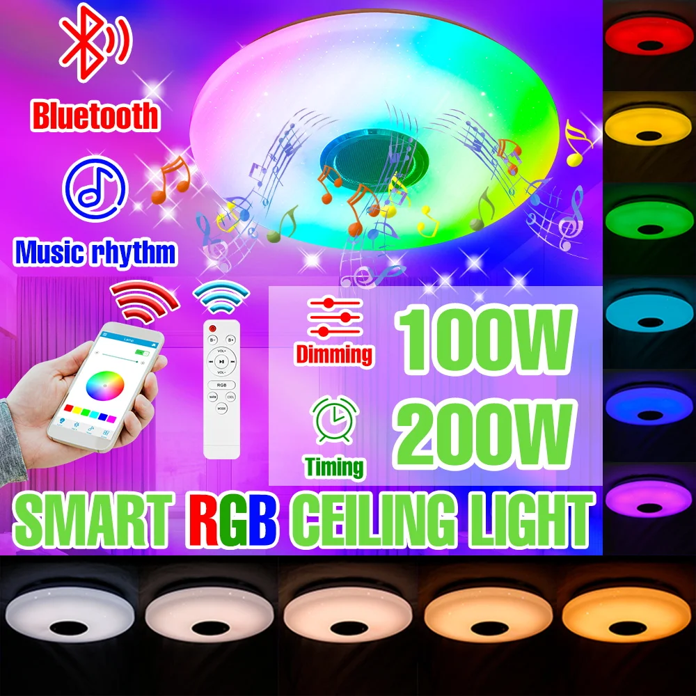 200w-led-スマート-rgb-丸型シーリングライト-ac220v-シャンデリア-bluetooth接続-appリモコン調光機能付き-ホームパーティー装飾ライト