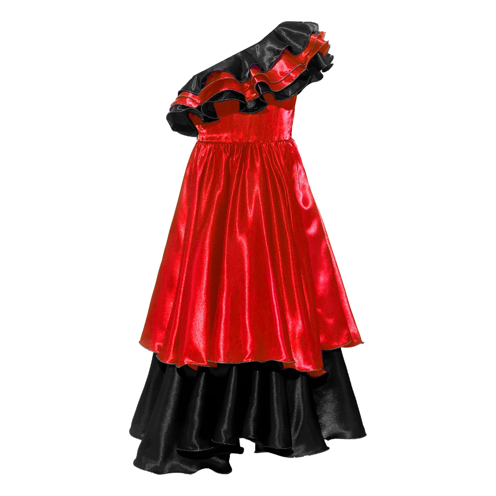 Ethnic Brazilian Dancer Girls Spanish Flamenco Dance Costume Child Halloween One-shoulder Ruffled Rumba Samba Performance Dress view 2