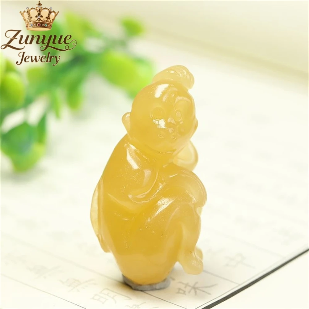 

Yellow Dragon Jade Three-Dimensional Zodiac Monkey Pendant Luxury Quality Jewelry Fashion Jewelry Exquisite Charms Popular Gift