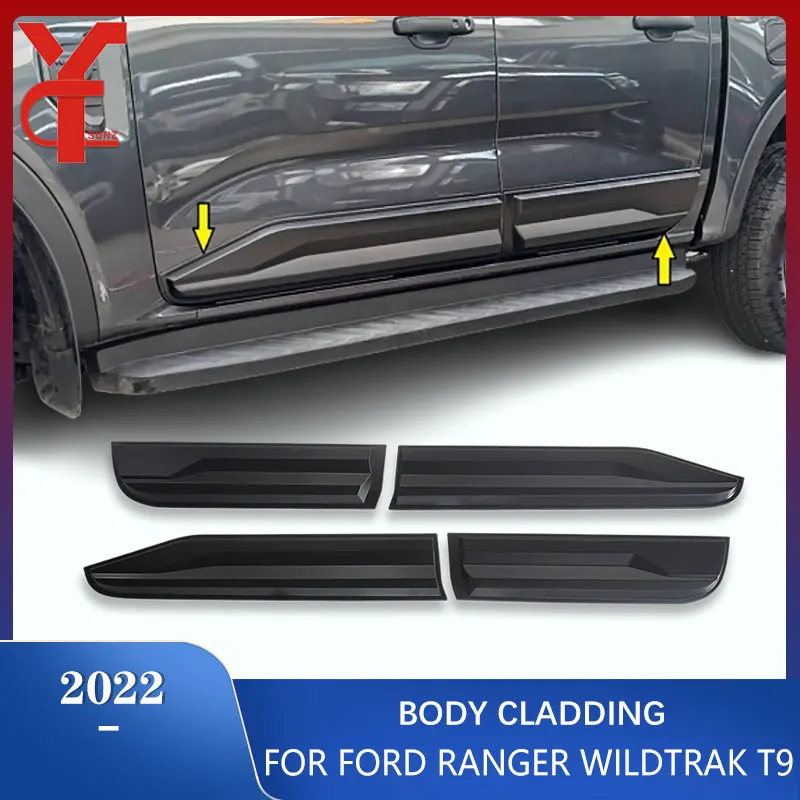 

ABS Car Body Cladding For Ford Ranger Wildtrak T9 Sport XLT 2022 2023 Accessories Side Door Body Kit