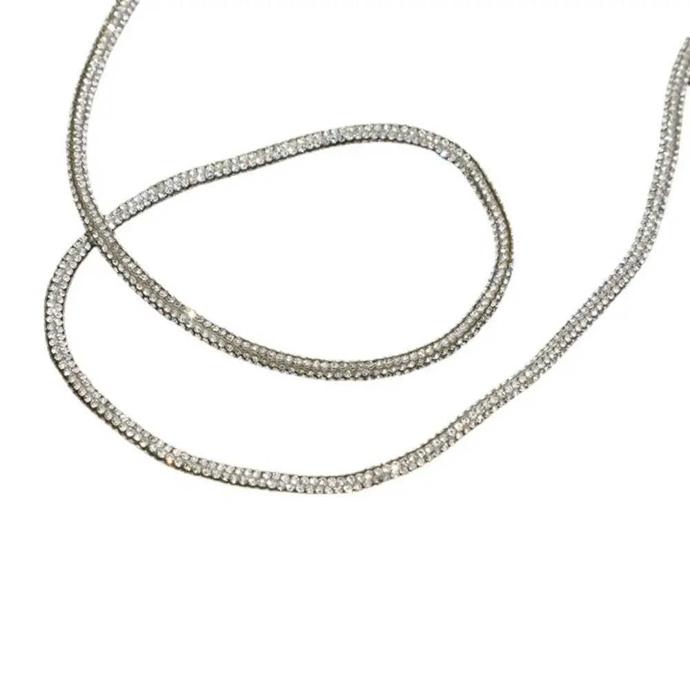 2 ياردة العالمي لامعة الراين جولة الحبل الكريستال التشذيب DIY أربطة الحذاء بلينغ سلسلة الرباط حقيبة حزام #4