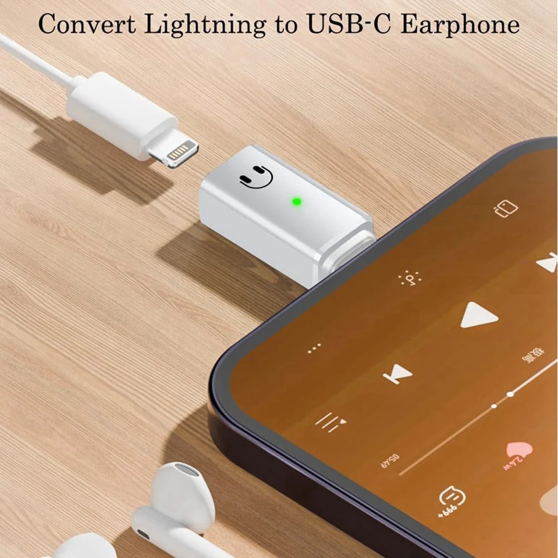 ABGZ-USB-C Male To Female Audio Adapter, USB Type C To For Apple Interface Headphone Converter For Iphone 15/15 Plus