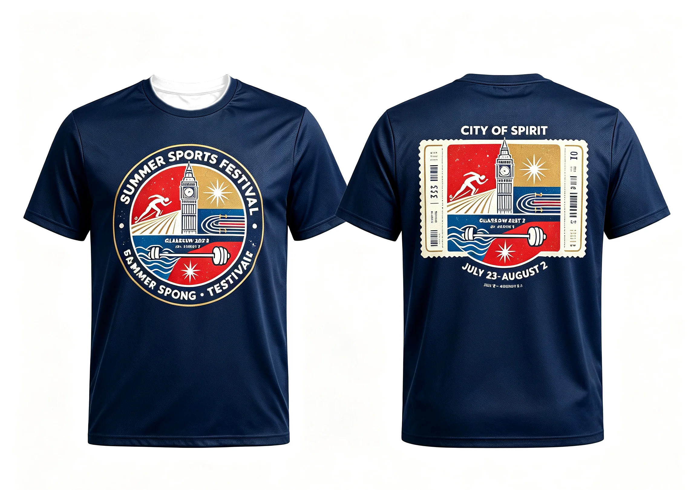 Family Matching Double Sided Print T-shirt Inspired UK City Spirit Sports Event Big Ben Stamp Graphic Quick Moisture Wicking