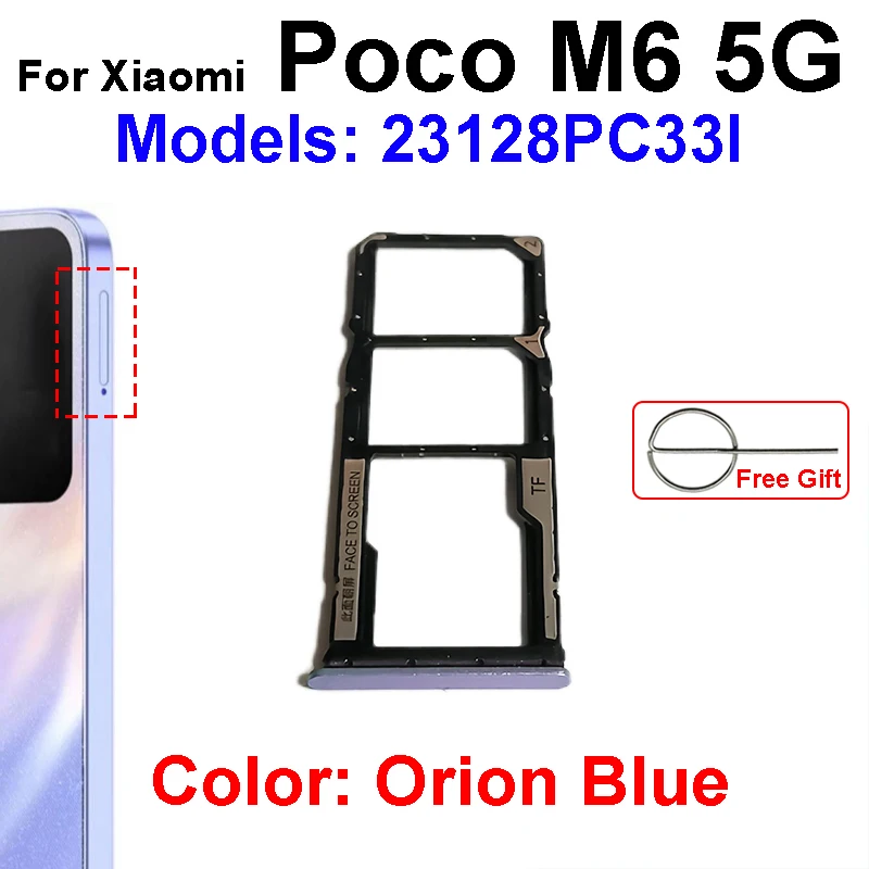 

SIM Card Memory Tray Adapter Socket For Xiaomi Poco M6 Pro 4G 5G SIM Card Reader Holder Replacement Parts