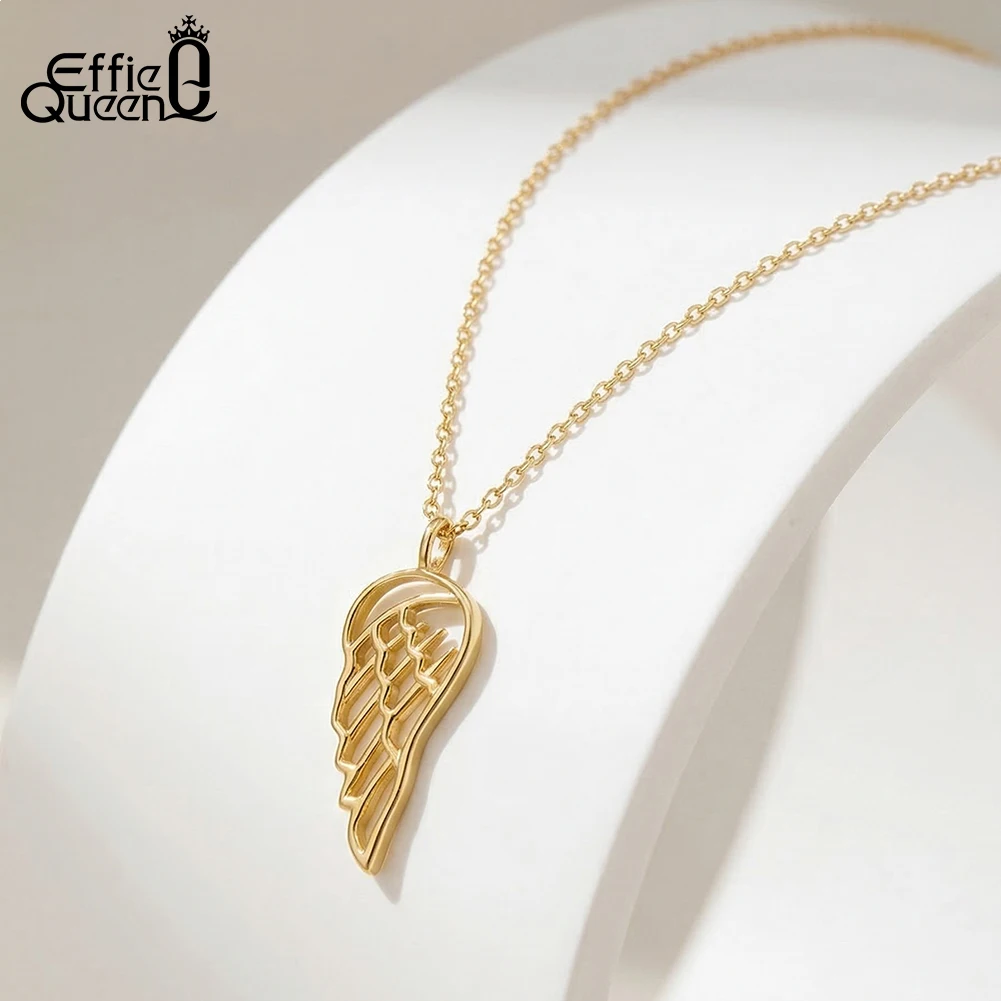 

Effie Queen Angle Wing Genuine 925 Sterling Silver Pendant Necklace For Women Cute Wing Choker Chain Engagement Jewelry SAPN67