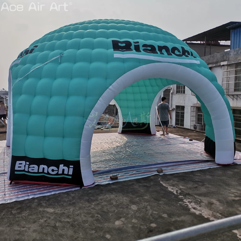 Tienda de campaña para eventos deportivos con cúpula inflable de 7m de diámetro, refugio de 4 puertas para promoción o publicidad al aire libre