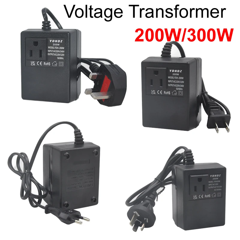 200W/300W Power Voltage Converter Transformer 220V To 110V Step-Down 110V To 220V Travel EU/US/UK Plug Inverter For PC laptop