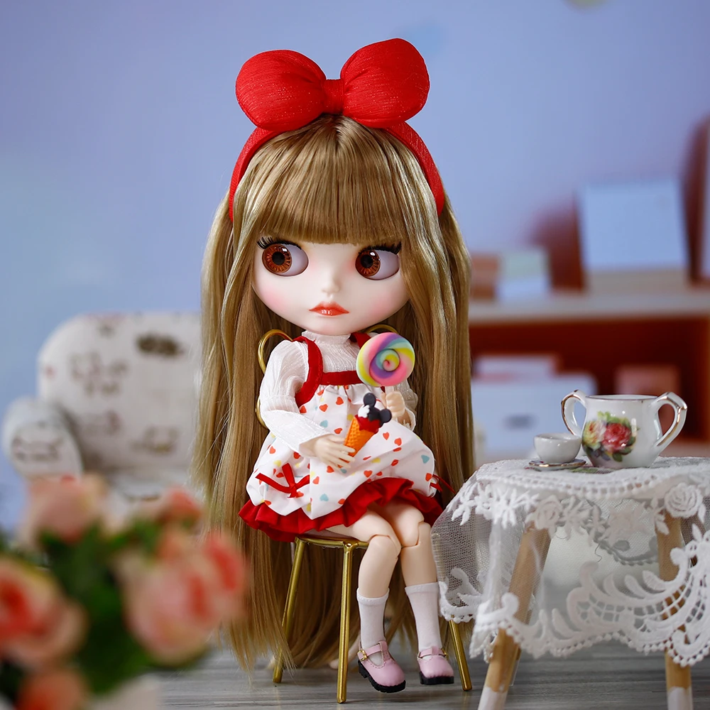 ICY DBS Blyth Doll White Skin Joint Body Matte Face Cute Set Playful Doll DIY SD Gift Toy