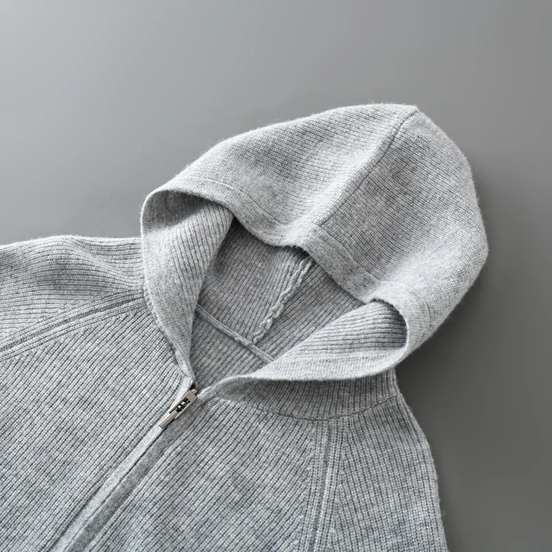 الكلاسيكية الرجال محبوك Yuanbao إبرة مقنعين سترة نقية الاسترالية رداء علوي من الصوف سستة تصميم جودة عالية الدفء فضفاض القمم